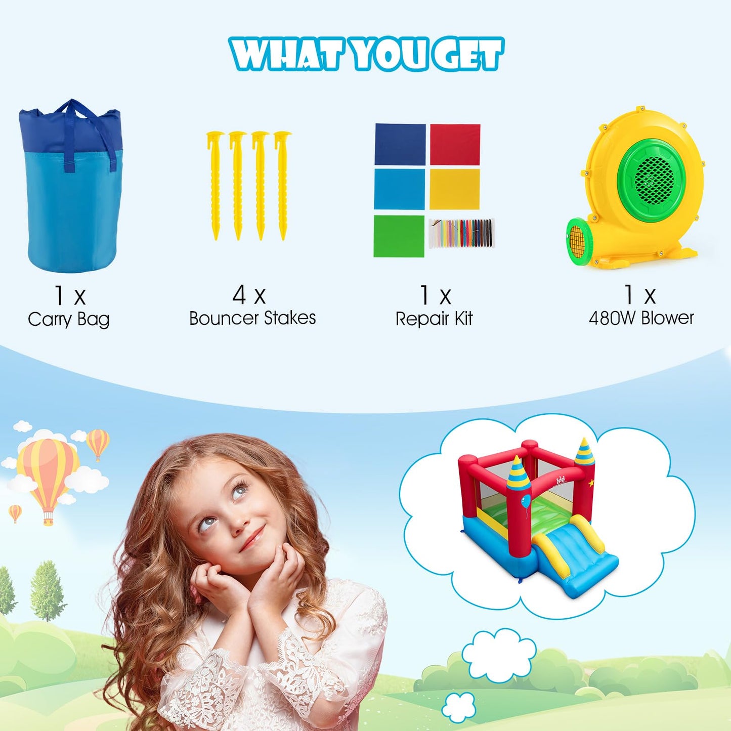 Maxmass Kids Inflatable Bouncy Castle with Slide — 260x205x190cm | Ages 3-10