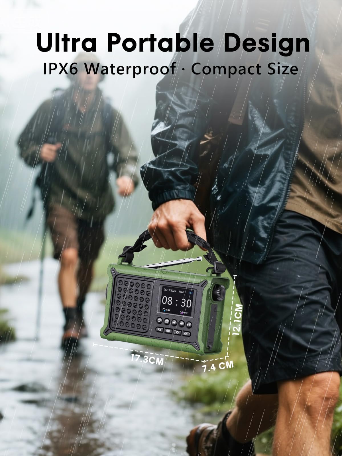 ROCAM DAB Wind Up Radio Solar Battery Torch 12000mAh Rechargeable Battery