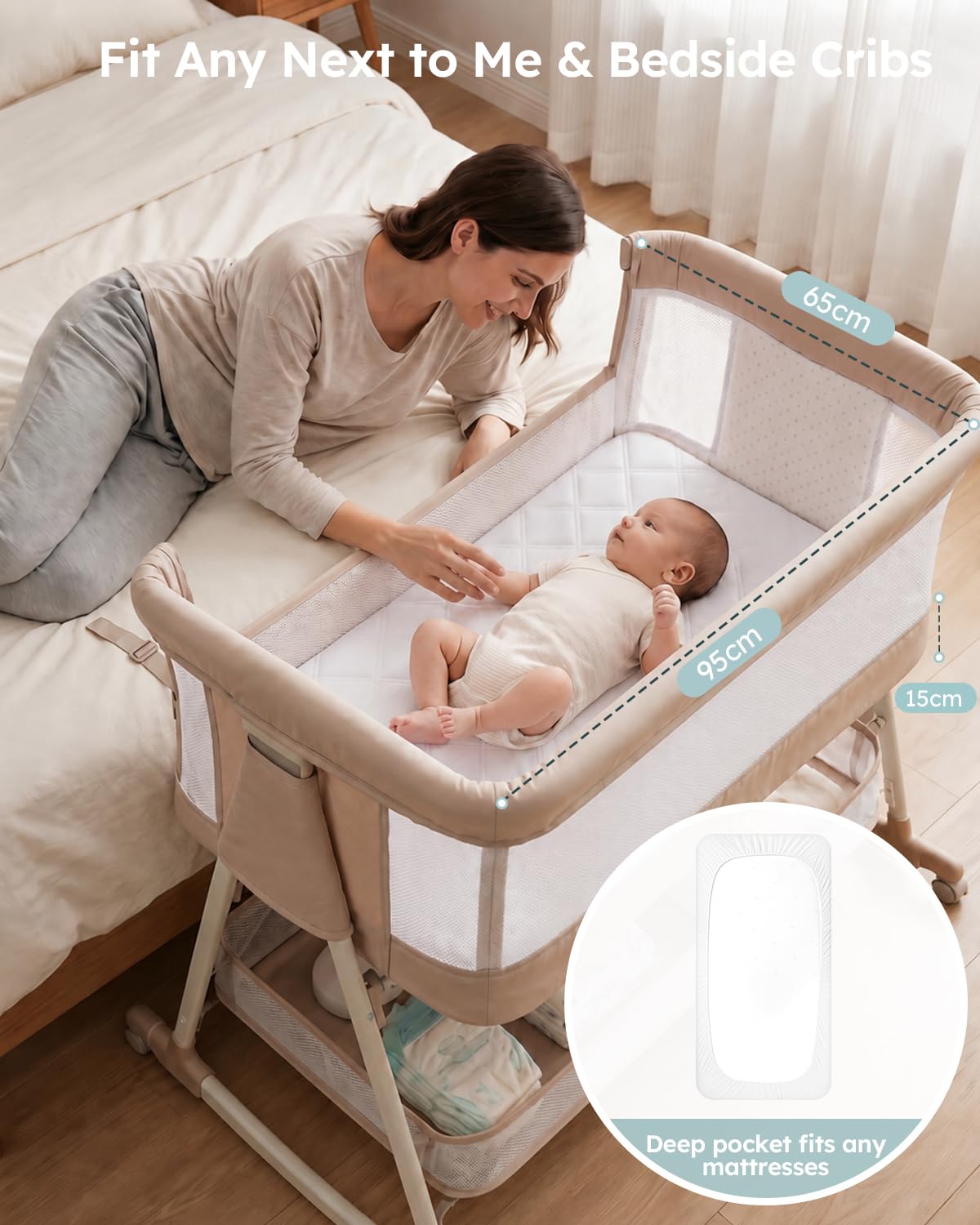 Yoofoss Waterproof Mattress Cover - Fitted Crib Mattress Protector - Hypoallergenic Baby Bed Sheet (60 X 120CM)