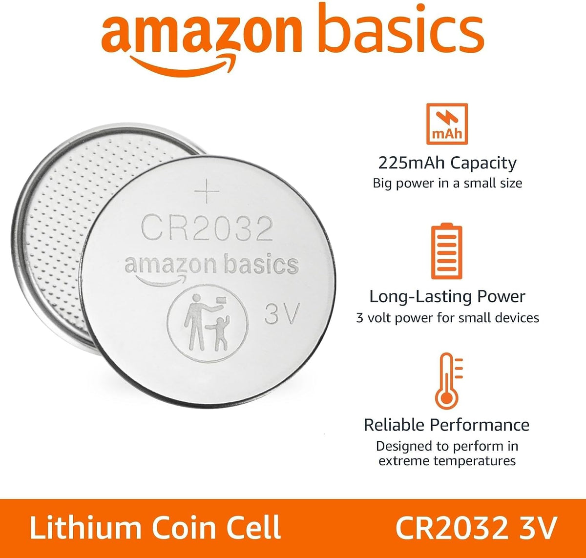 Amazon Basics 10-Pack CR2032 Lithium Coin Cell Battery, 3 Volt, Long Lasting Power, Mercury-Free