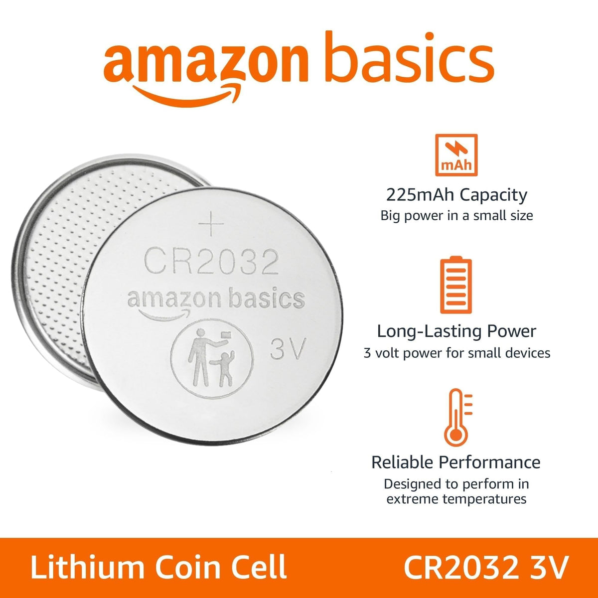 Amazon Basics 10-Pack CR2032 Lithium Coin Cell Battery, 3 Volt, Long Lasting Power, Mercury-Free