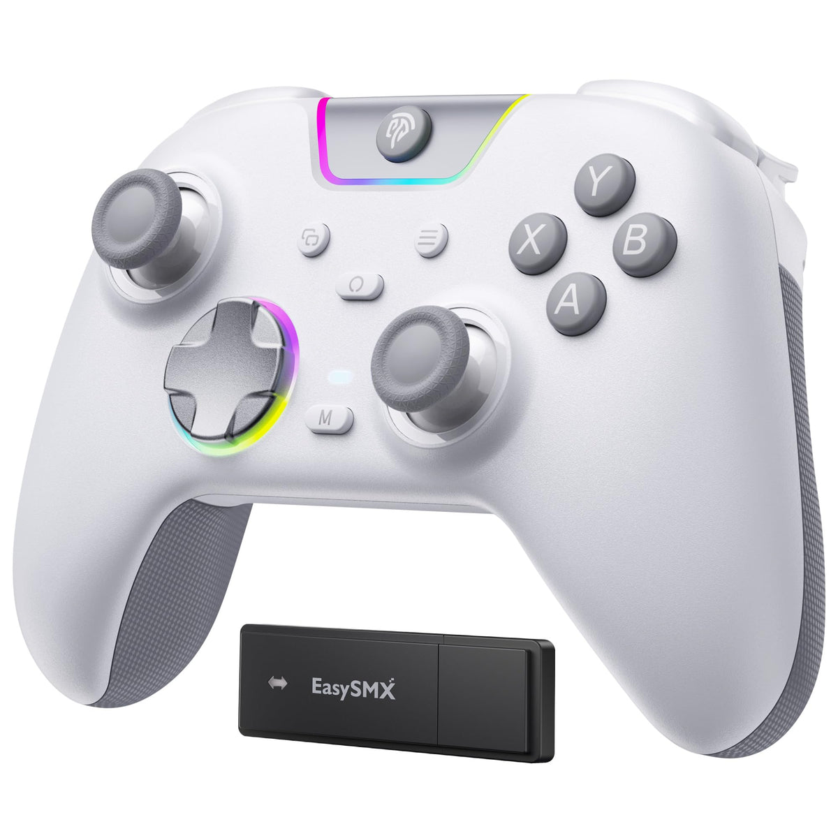 EasySMX X05 Pro Wireless Controller for PC Ergonomic Skin-Like Grip, Quiet-Touch Low-Noise Buttons, Dual Triggers, Hall Joysticks, 2 Programmable Buttons, RGB, 1000mAh Battery