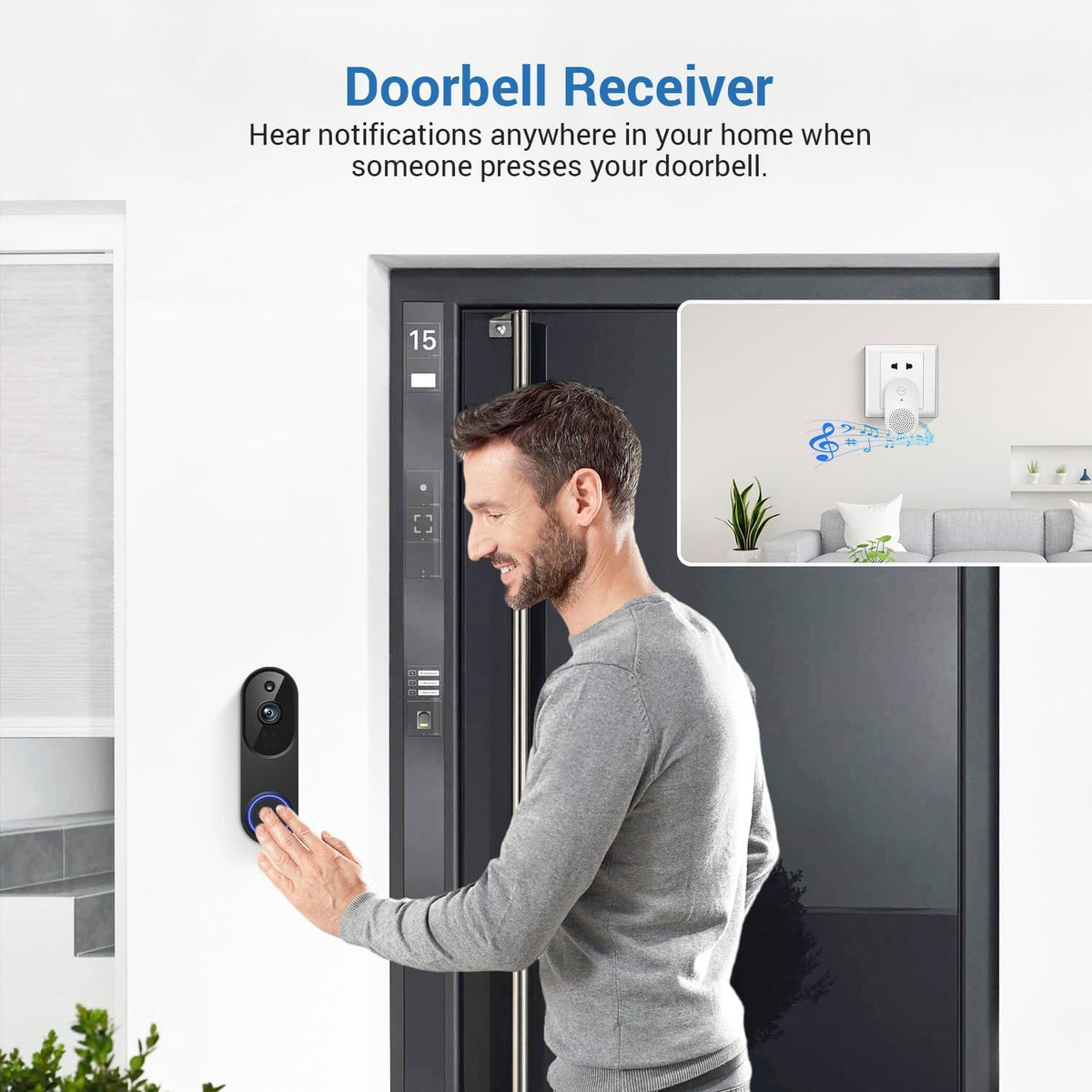 1080P Battery WiFi Video Doorbell Camera Wireless with Color Night Vision
