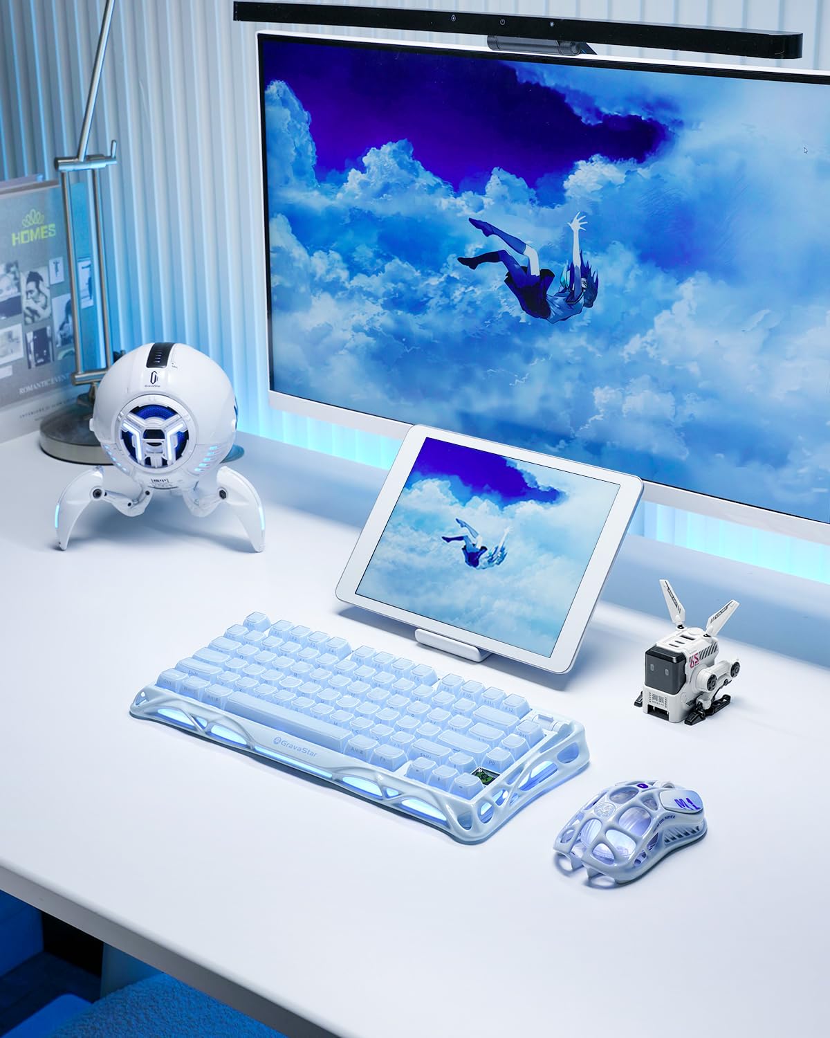 GravaStar Mercury K1 Mechanical Keyboard with Aluminium Frame, 75% Wireless Gaming Keyboard, Hot Swap Custom Keyboard with Button, Gasket, RGB Tri-Mode Keyboard, PBT Keycaps, 8000 mAh White
