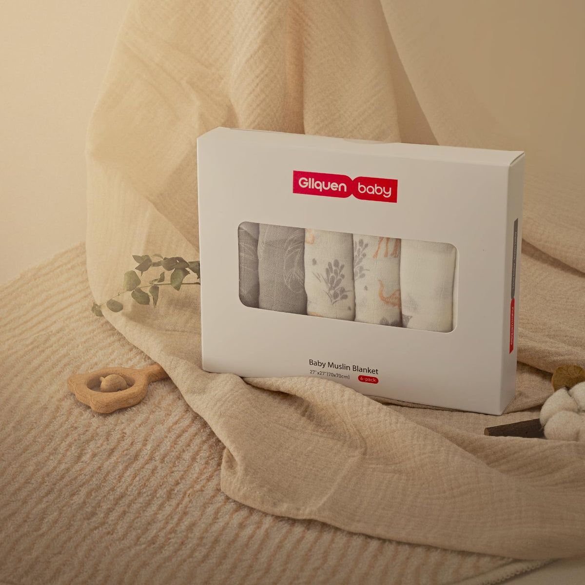 GLLQUEN BABY Muslin Squares Cloth for Baby 6pack 70cm x 70cm