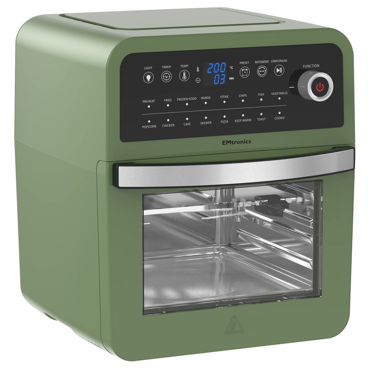 EMtronics Retro Air Fryer Oven Combi, Rotisserie and Grill, Large Family Size 12L with 16 Pre-Set Menus for Oil Free Cooking – Black