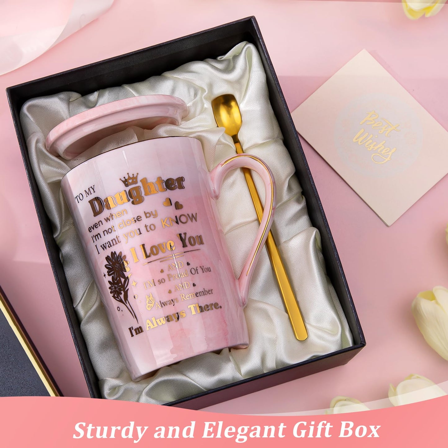 Unique Teacher Appreciation Gifts for Women - Best Teacher Gifts for Teachers, 14oz Pink Marble Ceramic Coffee Mug Printed with Gold, Retirement Birthday Graduation Ideas, End of The Year, Gift Boxed