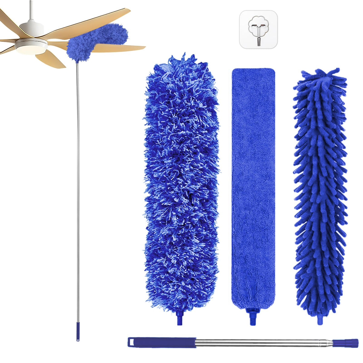 Fogray 2026 Upgraded 240cm Extendable Feather Duster with Soft Silicone Cap