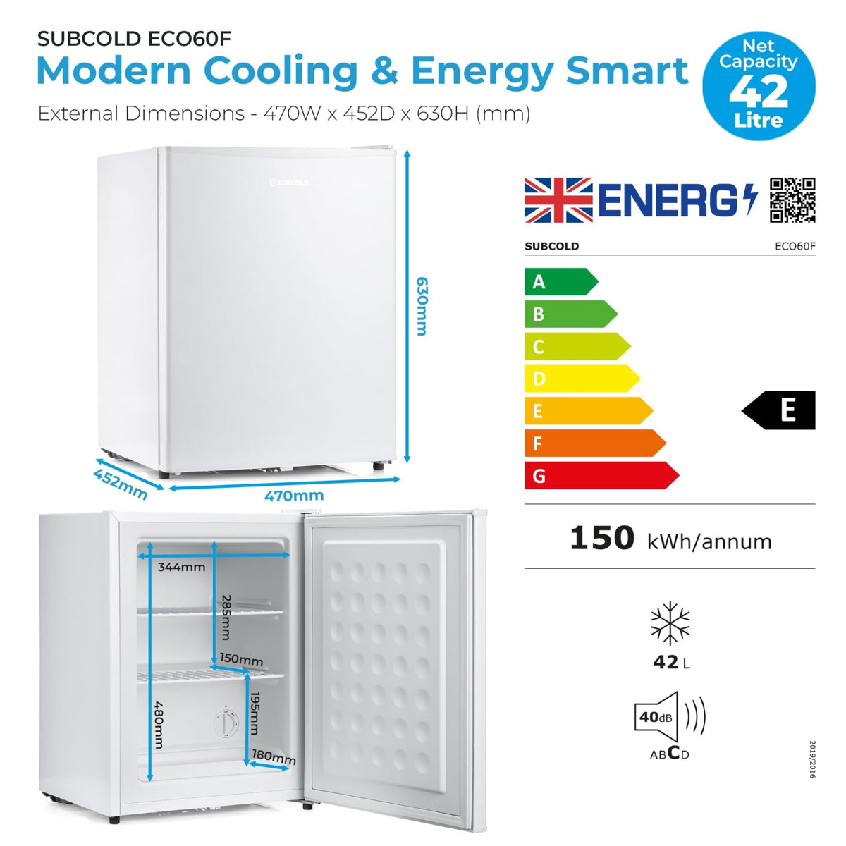 Subcold Eco60F Mini Freezer | 4-Star Tabletop | Adjustable Thermostat