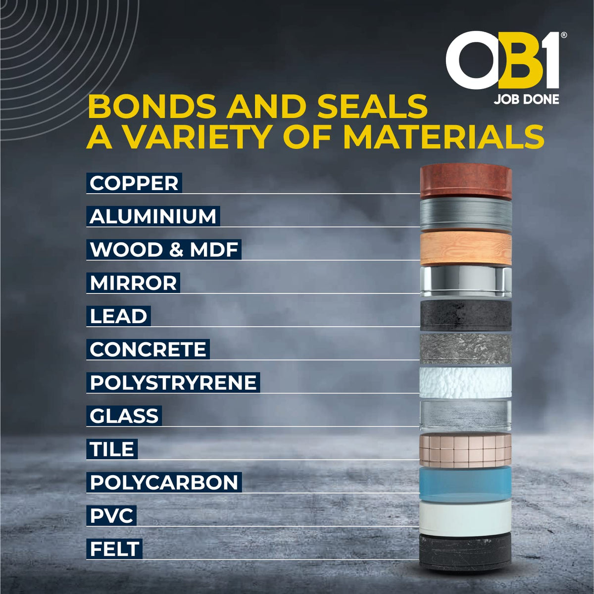OB1 Clear Multi-Surface Construction Sealant & Adhesive, 290ml 2in1 formula