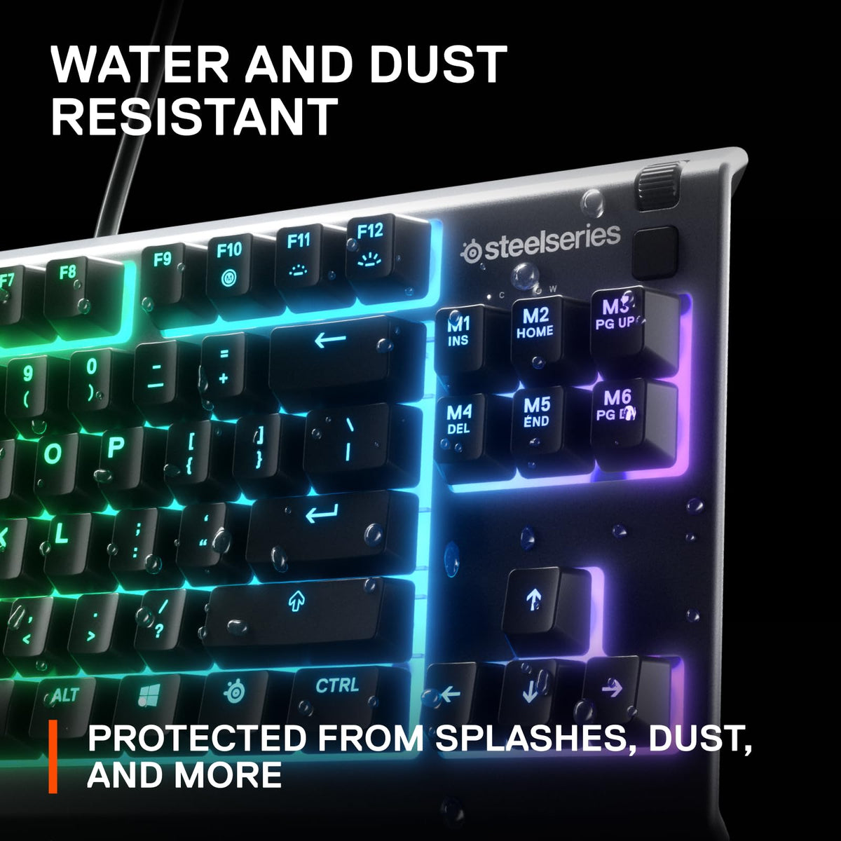 SteelSeries Apex 3 TKL Gaming Keyboard - Silent Keyboard, Tenkeyless PC Keyboard - 8-Zone RGB Illumination - IP32 Water & Dust Resistant - English QWERTY Layout, Black