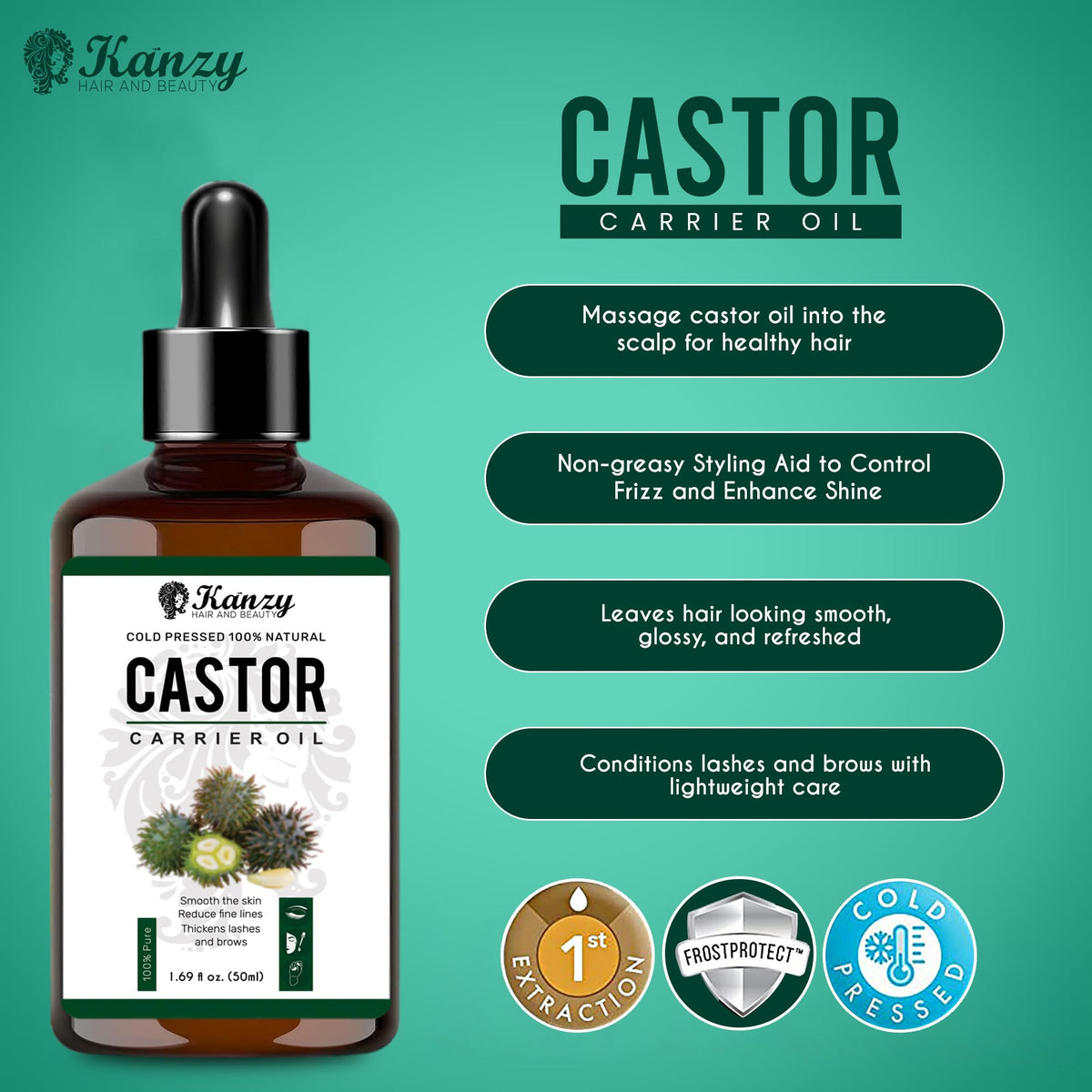 Kanzy Vitamin E Oil for Skin, Hair, Lips and Face - Naturally Sourced Multi-Purpose Plant-Based Vitamin E Oil for Hair Growth as Skincare and Haircare Product for both Men and Women (30 ml)