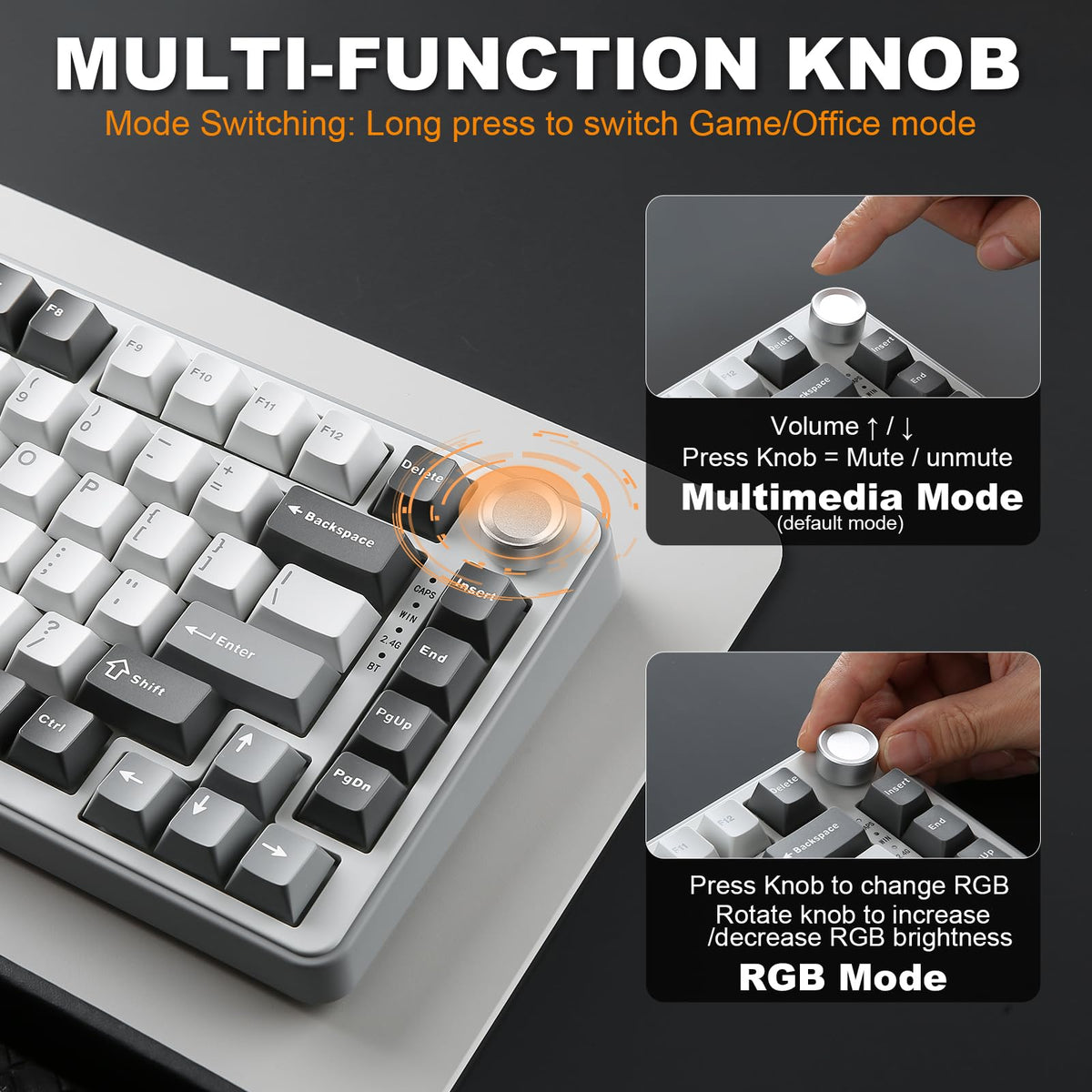YUNZII B75 PRO 75% Wireless Mechanical Keyboard (Black Heart,Cocoa Switch)