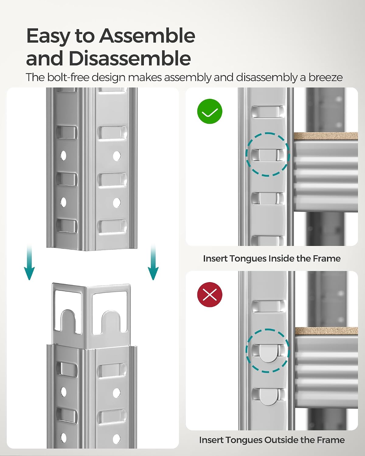 SONGMICS 5-Tier Heavy-Duty Shelving Units, Set of 2, Boltless Assembly