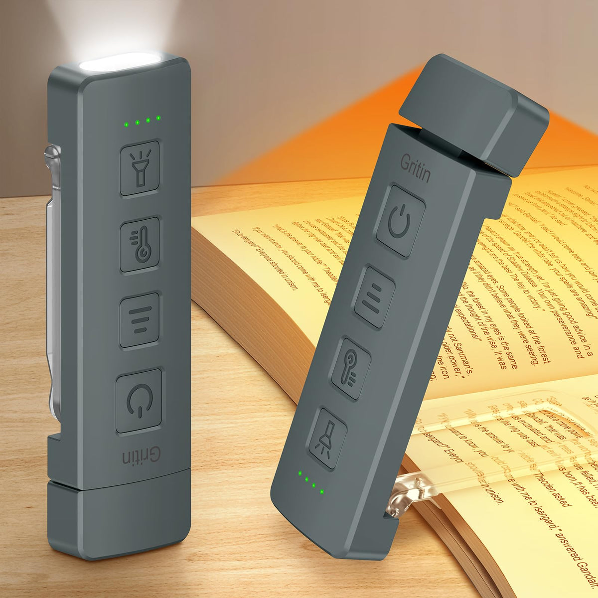 Gritin 2026 Gen 2 Rechargeable Book Light,2-in-1 Reading Light & Torch