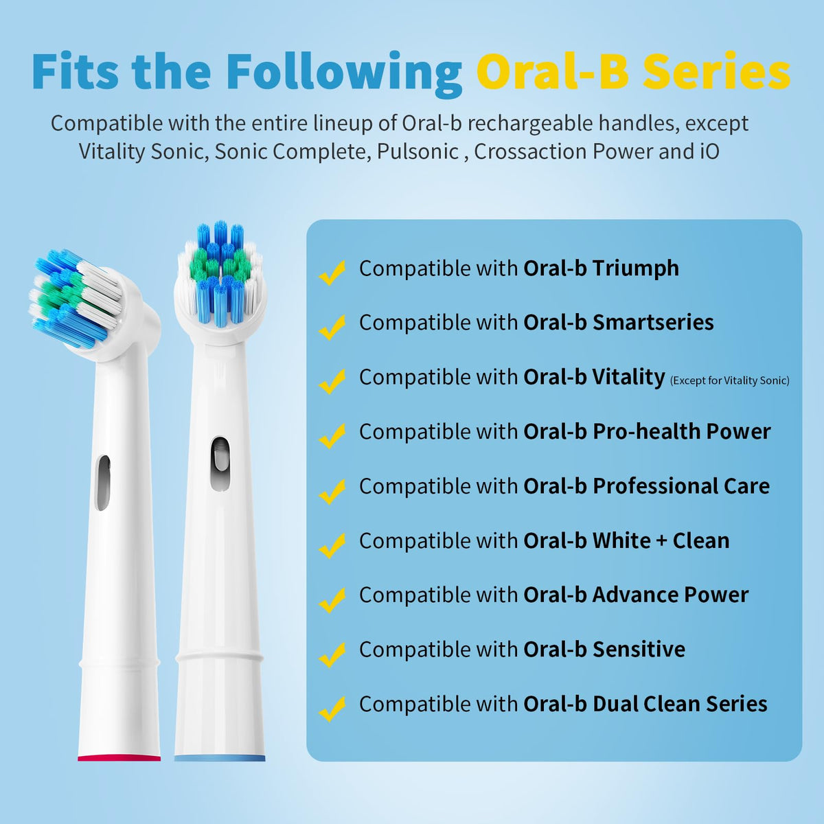 20 Pack Toothbrush Replacement Heads Black Compatible with Oral B Professional Soft Clean Electric Toothbrush Head Heads Refill Pro 500/1000/1500/3000/3757/5000/7000/7500/8000