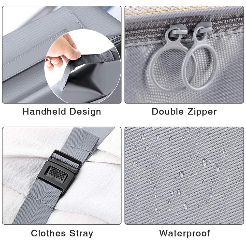 Travel Packing Cubes, Toifucos Multifunction 8pcs/set Luggage Organiser Compression Suitcase Essential Bag, Dark Gray