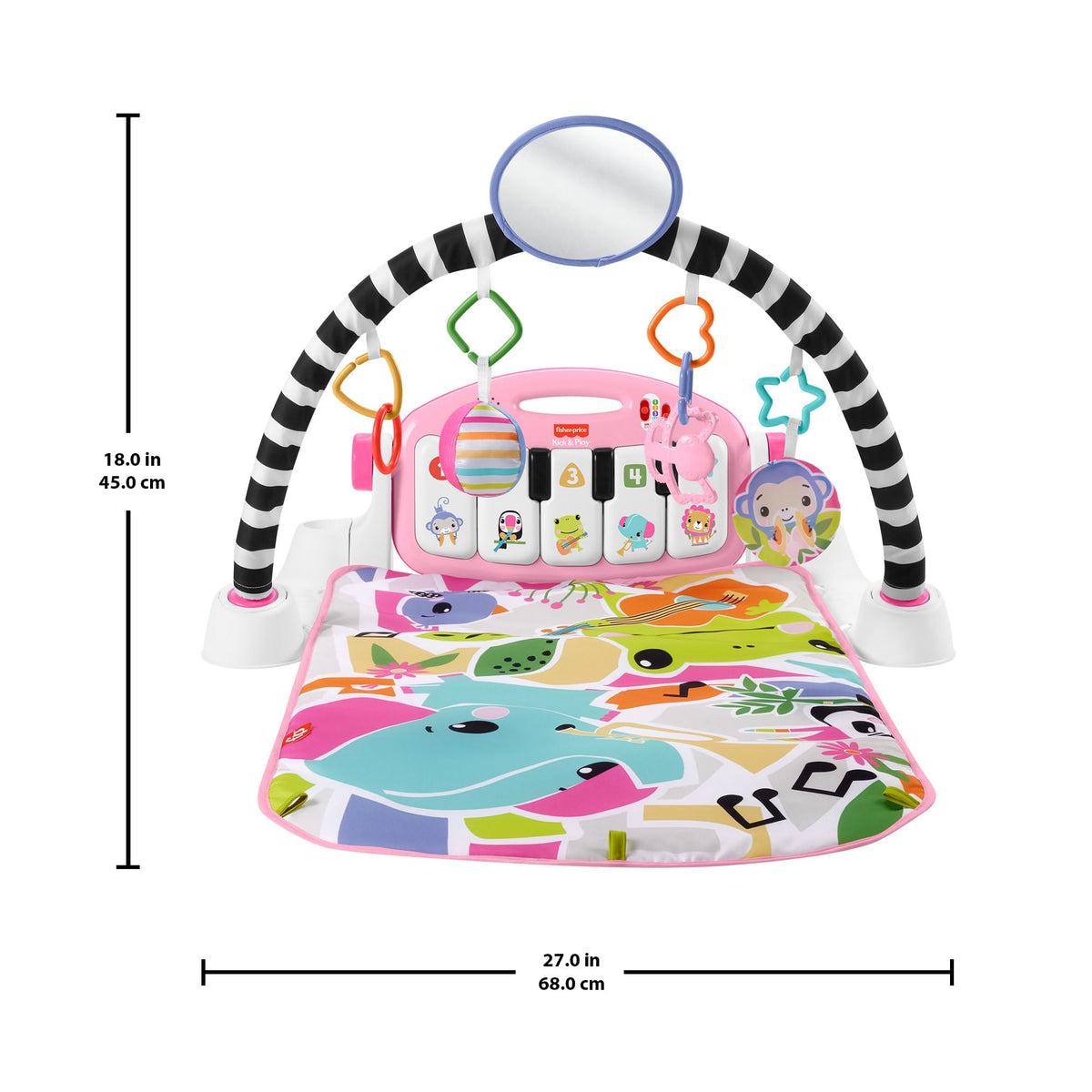 Fisher-Price Kick & Play Piano Baby Gym, Navy Fawn