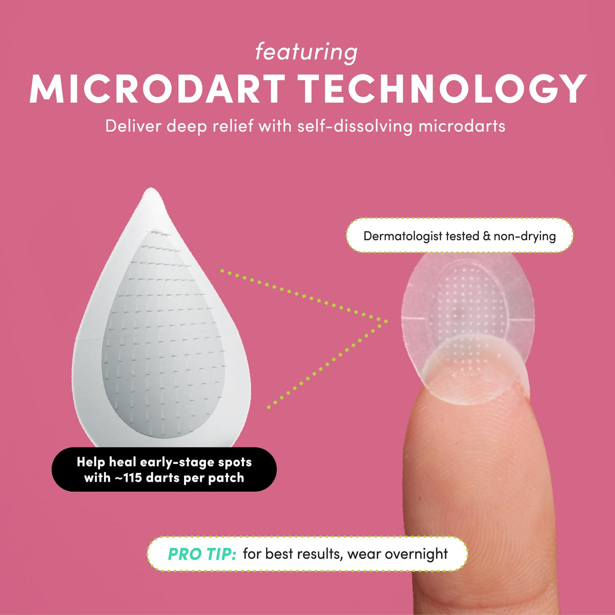 Dots for Spots Oval Spot Patch with Micro Darts - Pack of 9 Translucent Spot Treatment Stickers Infused With Niacinamide & Salicylic Acid - Fast-Acting, Vegan & Cruelty Free Skin Care