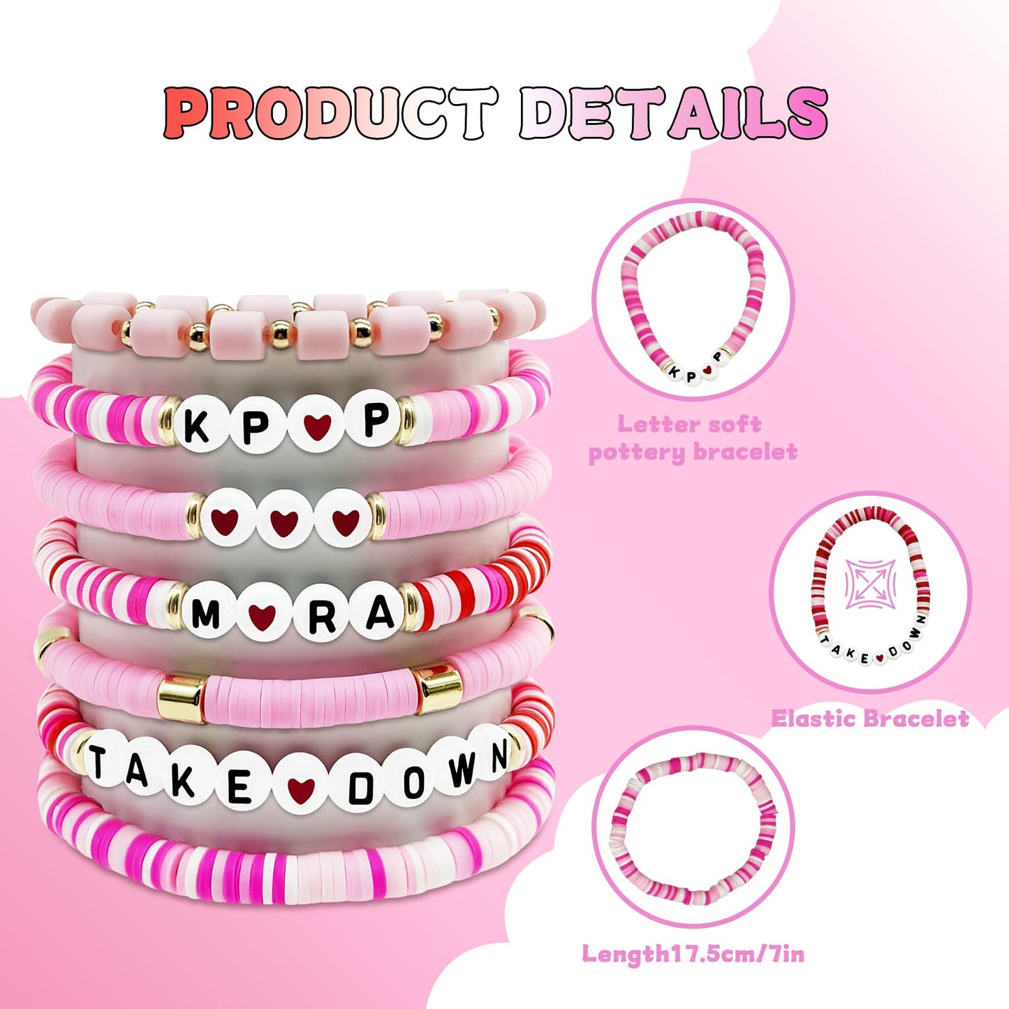 For Grils Bracelet Korea-pop DemOn Friendship Merch Bracelets Stackable Stretch Hunters Singer Inspired Letter Bracelets for Girls Women Fans Valentine's Day Birthday Easter Gifts