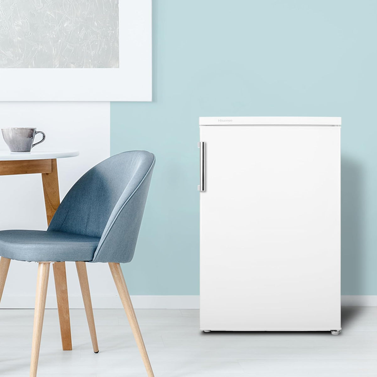 Hisense FV105D4BW21 56cm Under-Counter Freezer, 82-Litre Capacity, Reversible Door, 3 Freezer Drawers, White, E Rated
