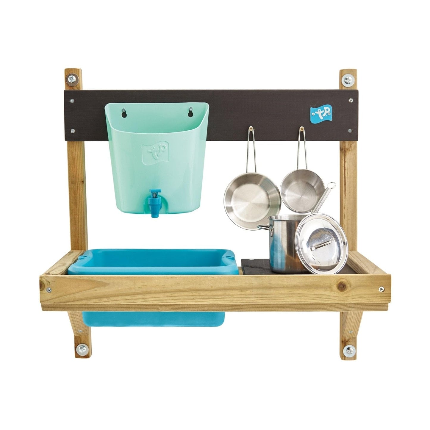 TP Toys, Early Fun Mud Kitchen Playhouse Accessory, Bolt on Mud Kitchen Attachement for a Playhouse, Includes Water Butt, Splash Tub, Pans, Mixing Whisk, Messy Play, 31 x 55 x 56 cm