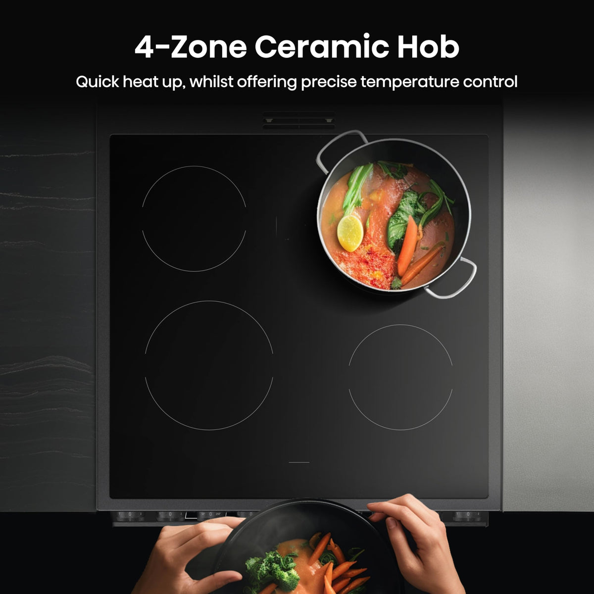 Hisense HDUKC60W 60cm Electric Cooker with Ceramic Hob-White, A Rated Double Oven 50L/80L [Energy Class A]