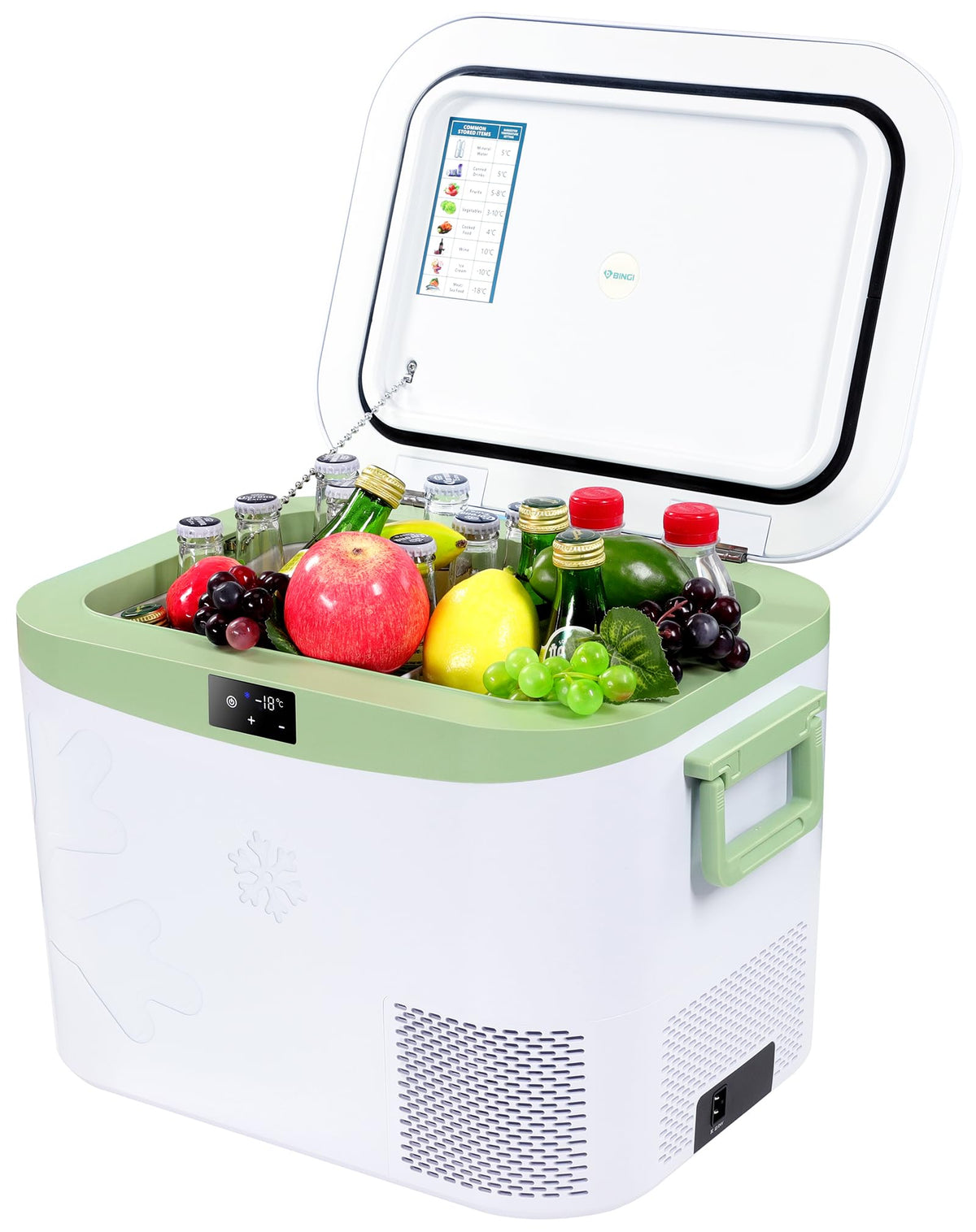BINGI 12.8L Car Fridge Freezer Portable Compressor Cooler, 12V/24V DC & 100-240V AC Mini Refrigerator for Camping, RV, Truck, Boat, Travel, Picnic, Home Use (-18℃ to 15℃)