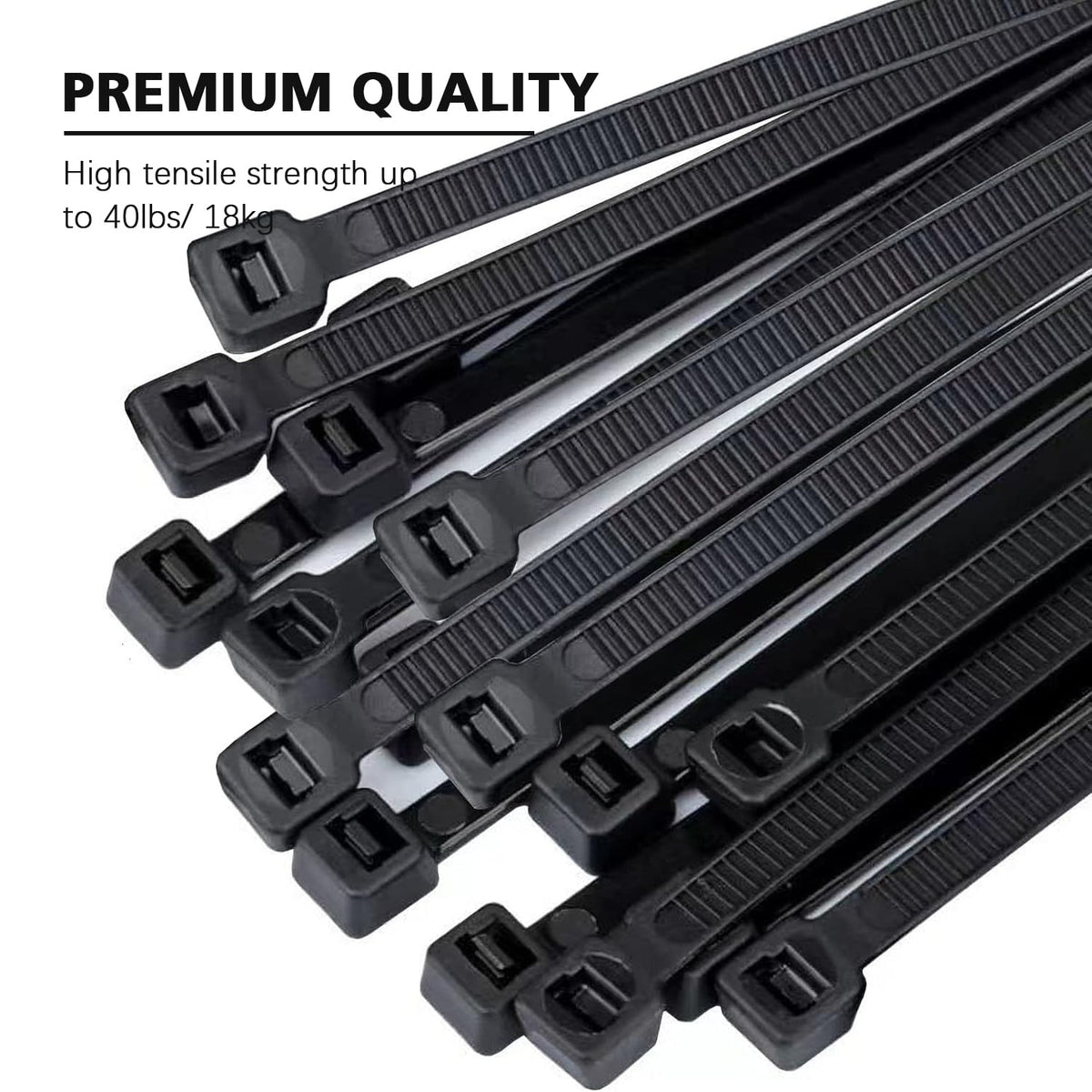 BEEWAY Cable Ties Black - 120 Pack 3.6mm Zip Ties, Tie Wraps for Home, Office, Garden, Assorted in Sizes 100mm, 150mm, 200mm, 300mm (30pcs/Size)