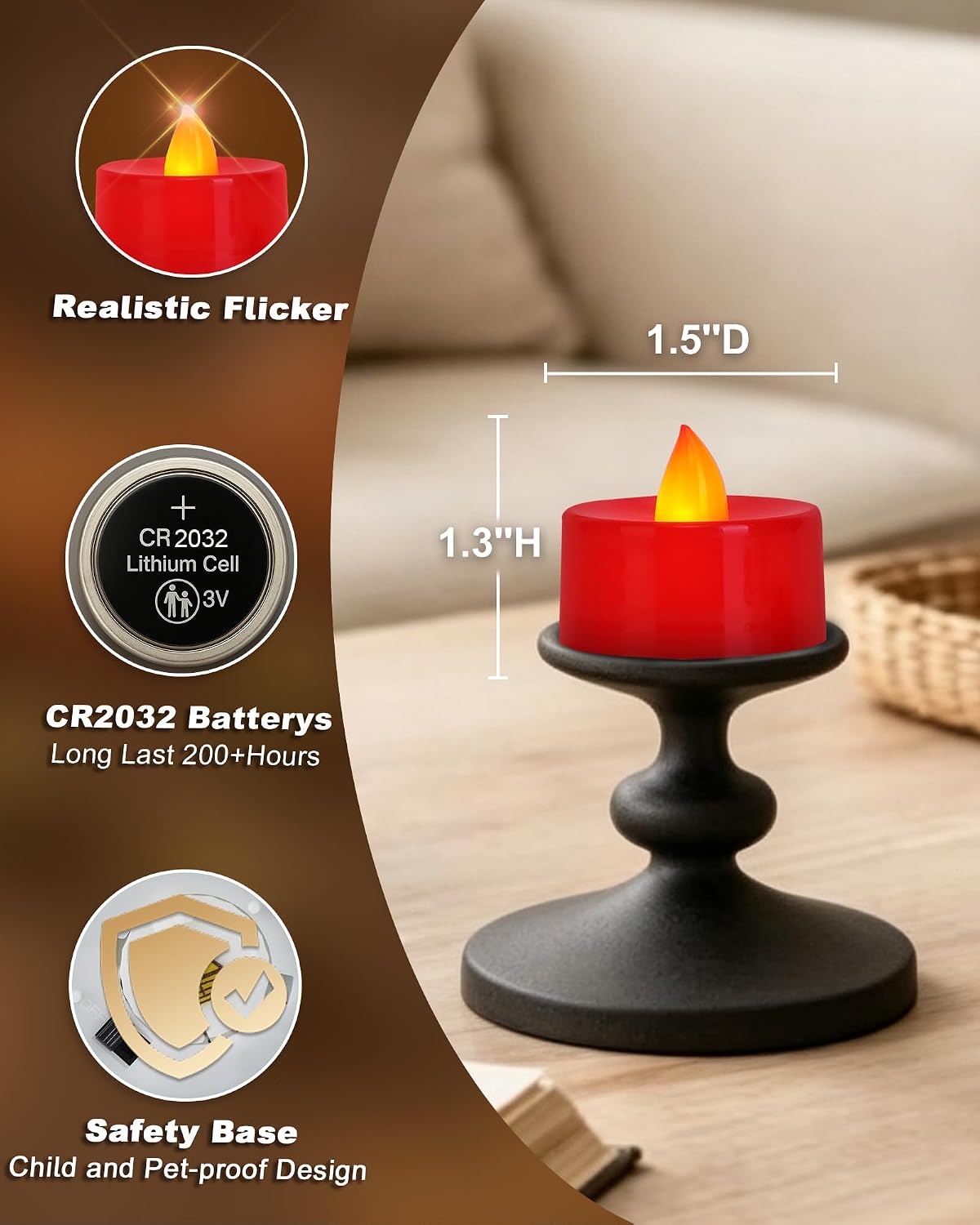 Homemory Led Battery Operated Tea Lights, Fake Electric Flickering Candles