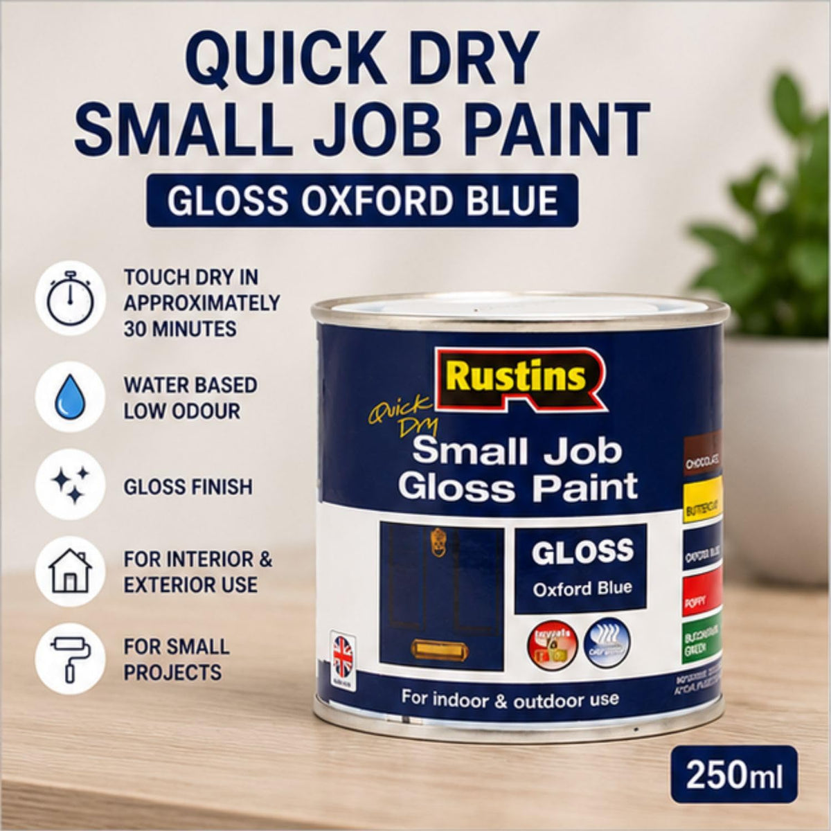 RUSTINS Small Job Satin Paint Chocolate 250ml