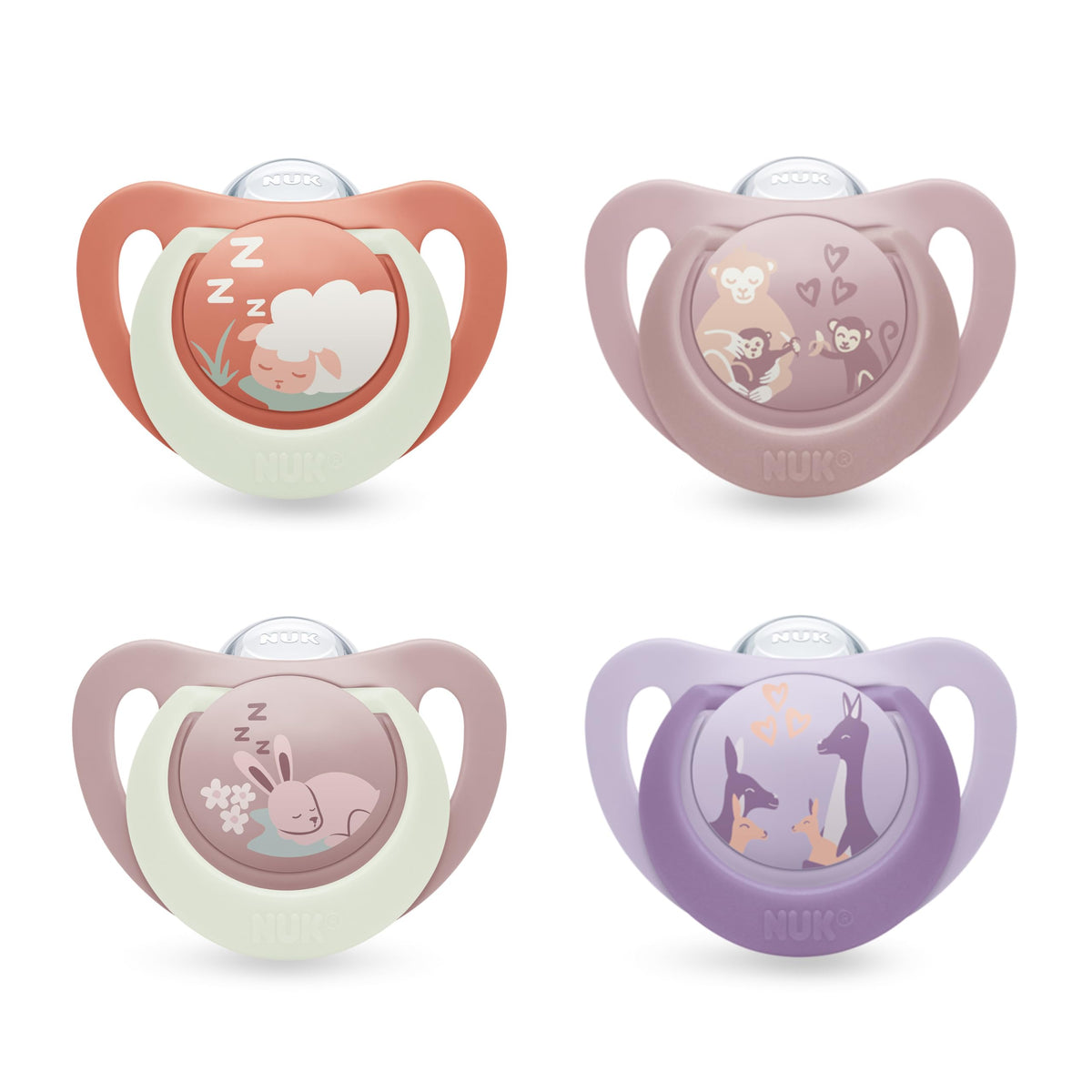 NUK First Choice Baby Dummies | 18-36 Months | Orthodontic Soothers | Soothes 99% of Babies** | Red | 4 Count