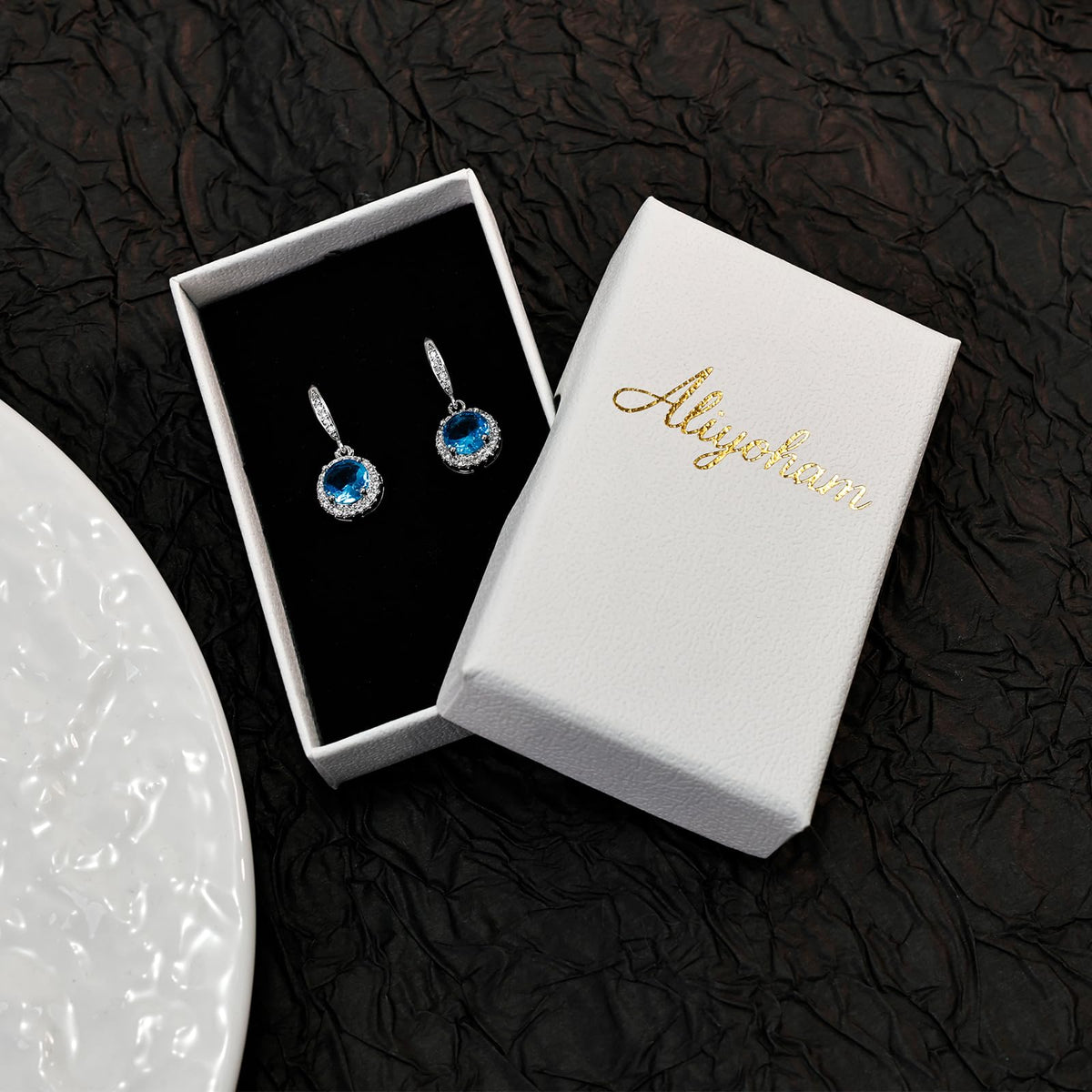 Birthstone Drop Earrings for Women, Silver Plated Dangle Earrings