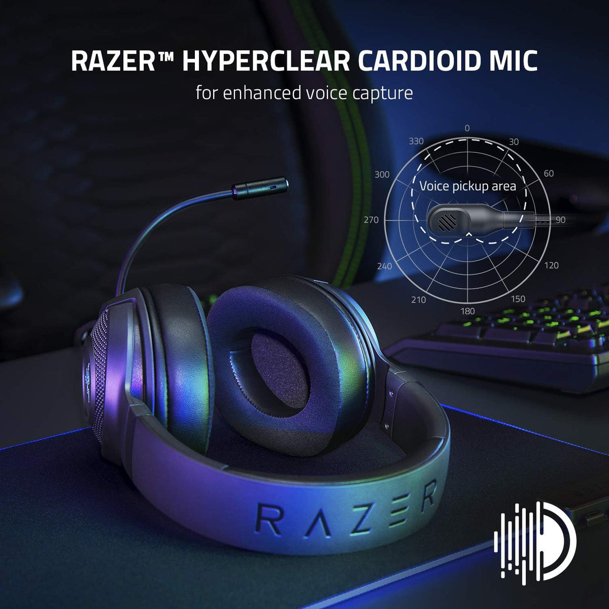 Razer Kraken V3 X USB - Wired USB Gaming Headset (ultra-lightweight at 285g, TriForce 40mm drivers, HyperClear Cardioid Microphone, 7.1 surround sound, Chroma RGB) Black