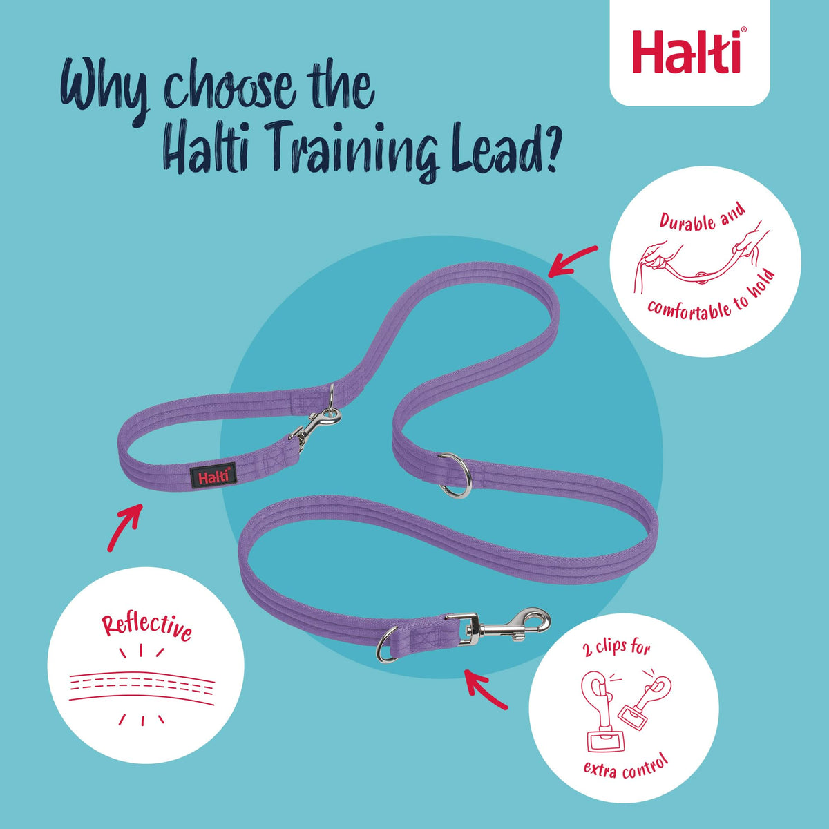 Halti Training Lead for Dogs | Size Small, Black, 2m