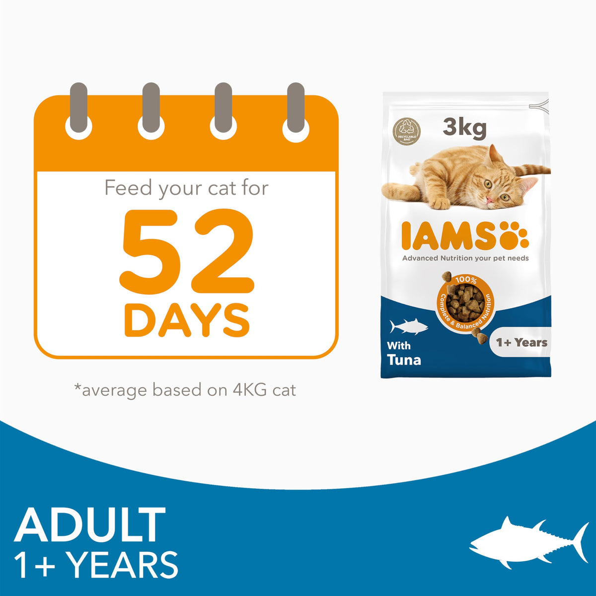 IAMS Adult Complete Dry Cat Food Chicken 3kg - Supports Strong Immune System