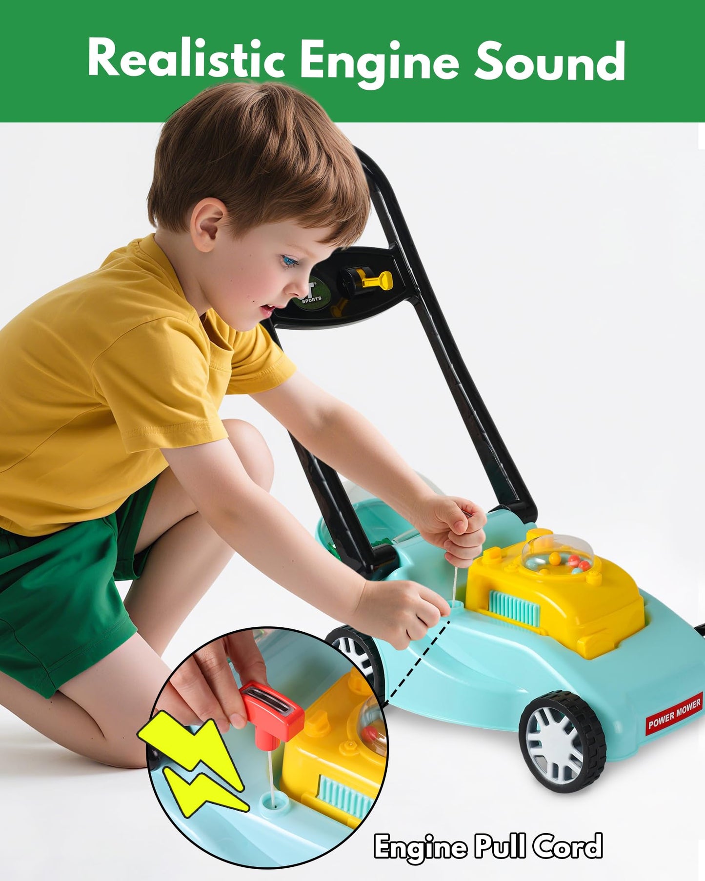 Kids Lawn Mower with Realistic Grass-Cutting Action and Sounds – No Batteries Required | Fun Outdoor Push Toy, Birthday Gift & Holiday Present for 3, 4, 5, 6, 7, 8 Year Old Boys and Girls