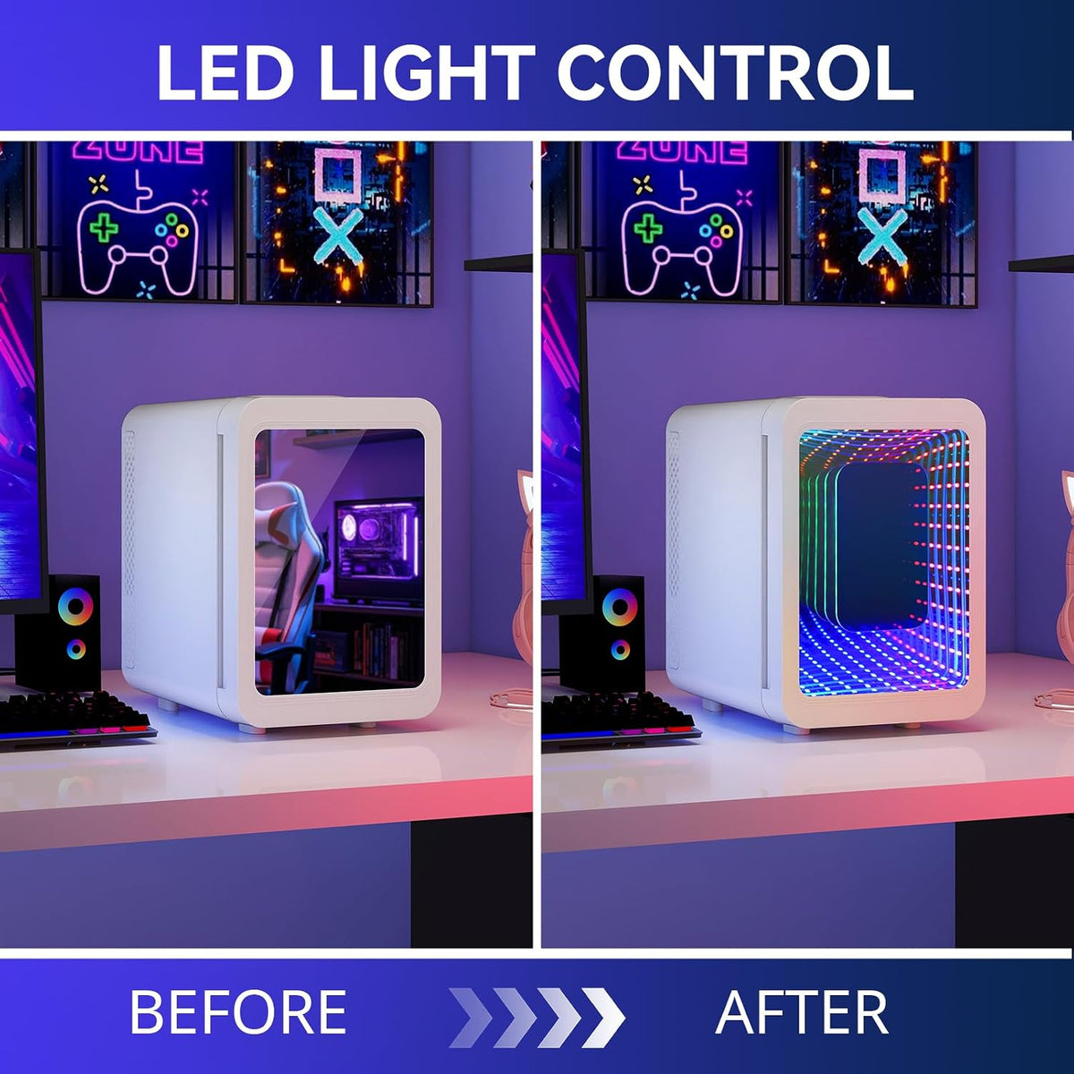 ARTETHYS Mini Fridge for Bedrooms, 4L Car Skincare Fridge with LED Mirror