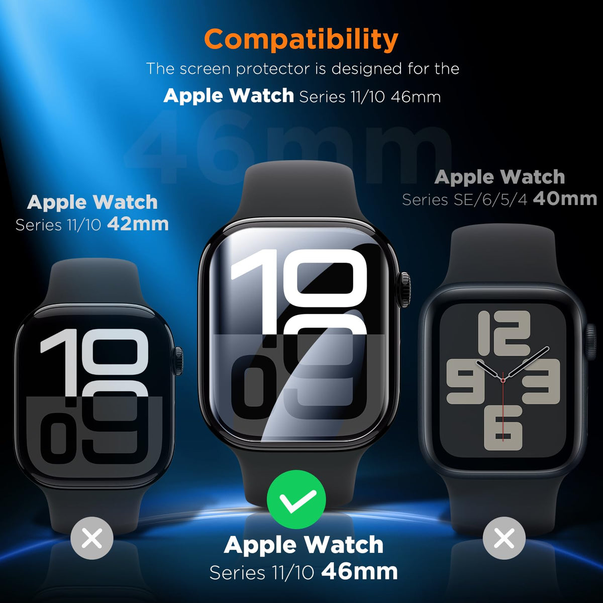 LK 6 Pack for Apple Watch Series 12/11/10 42mm Screen Protector
