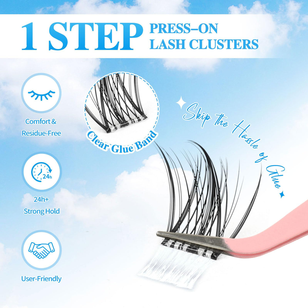 Sixstarhair Individual Eyelashes Kit Lash Clusters with Glue and Remover