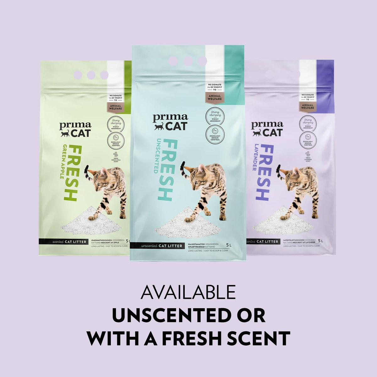 PrimaCat - Hygienic Apple Scented Cat Litter, Long Lasting Clay, 5L (4kg)