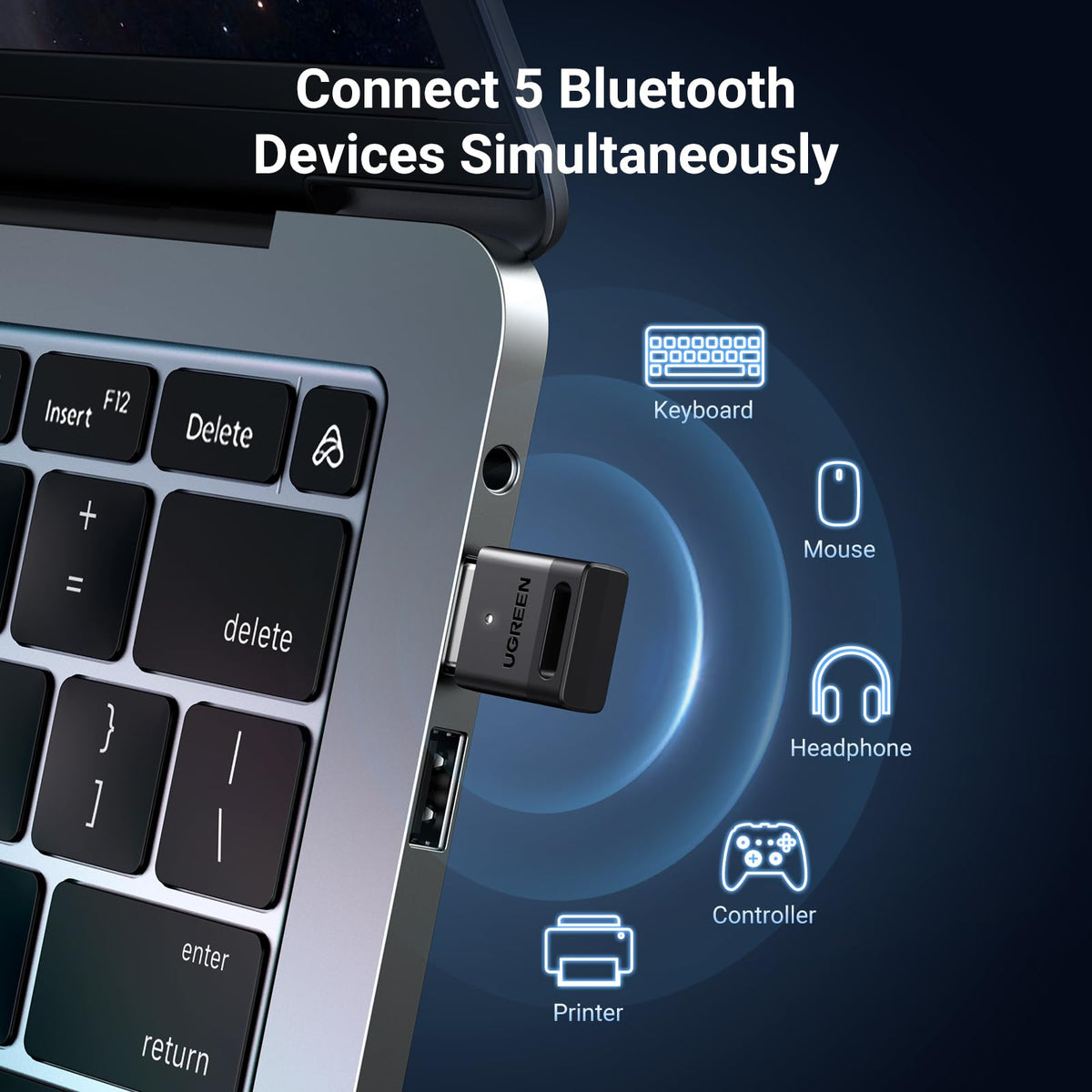 UGREEN Bluetooth 6.0 Adapter, USB Bluetooth Dongle for PC, Plug & Play