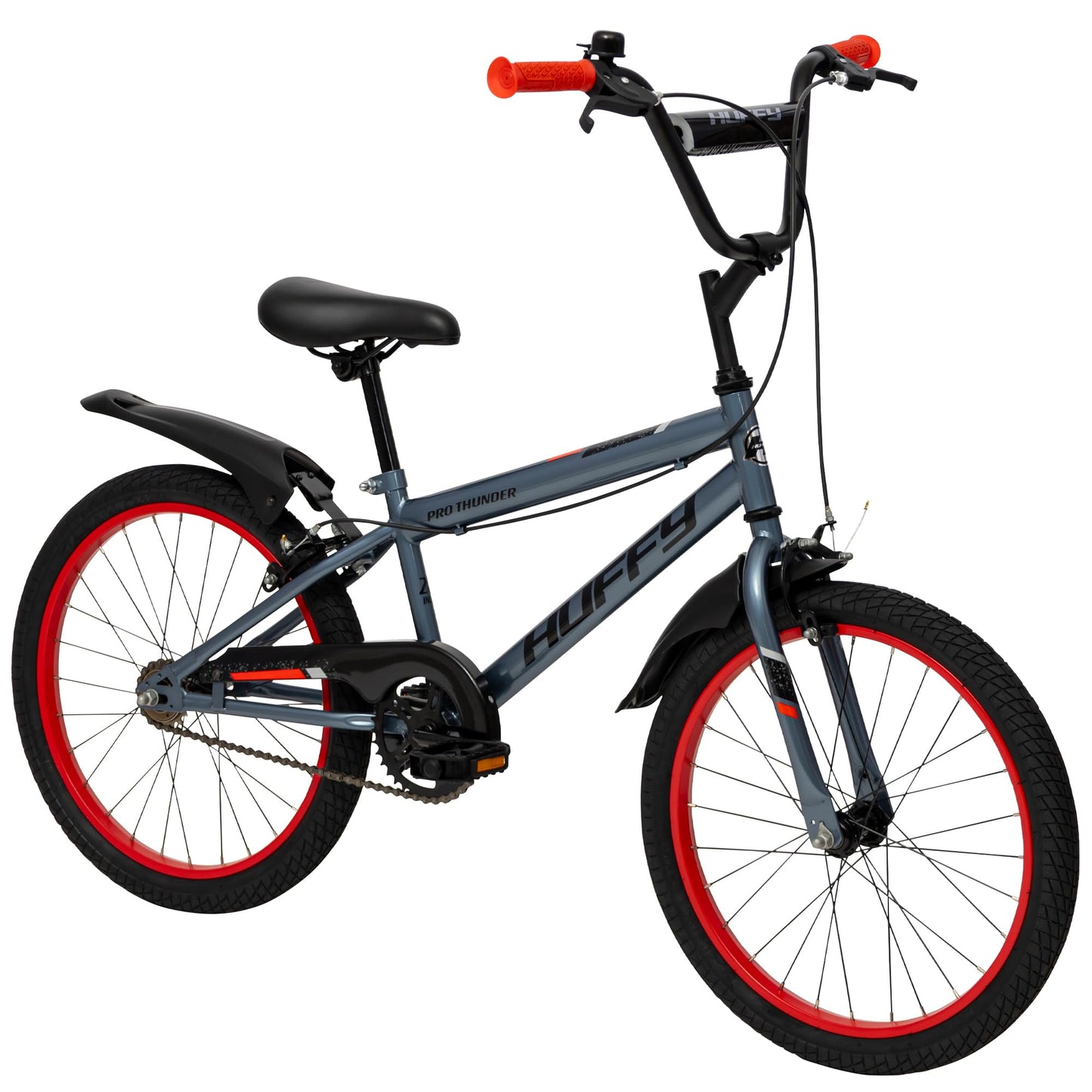 Huffy Pro Thunder Kids Bike 16" with Stabilisers, Bell & Handlebar Pad — Green