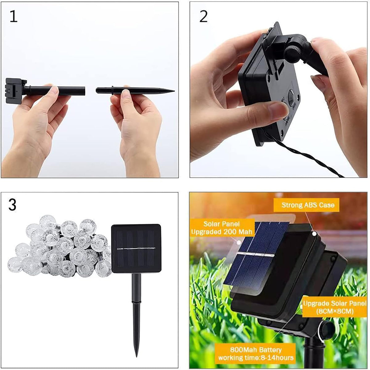 Lezonic Solar String Lights Outdoor, 50LED 7M/23Ft Solar Fairy Lights