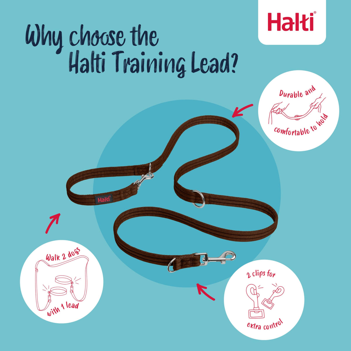 Halti Training Lead for Dogs | Size Small, Black, 2m