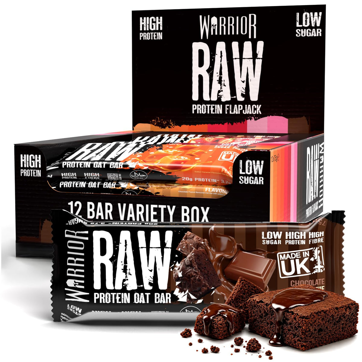 Warrior RAW Protein Bars 12 x 75g High Protein Oat Flapjack Snack