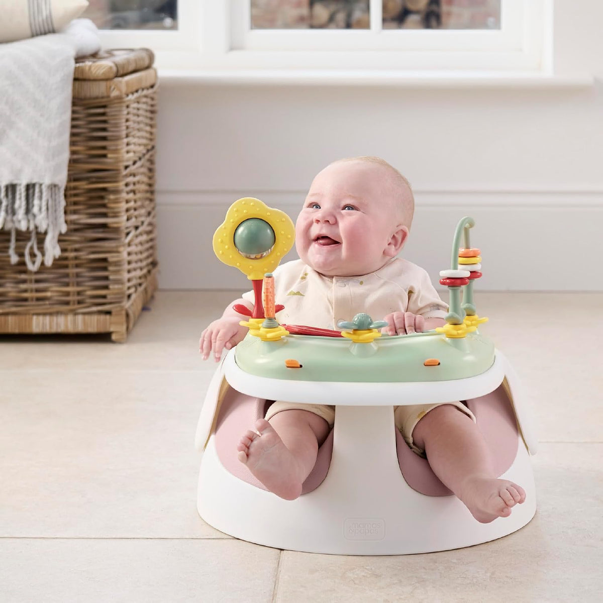 Mamas & Papas Baby Snug Floor Seat and Activity Tray - Blossom (Pink)