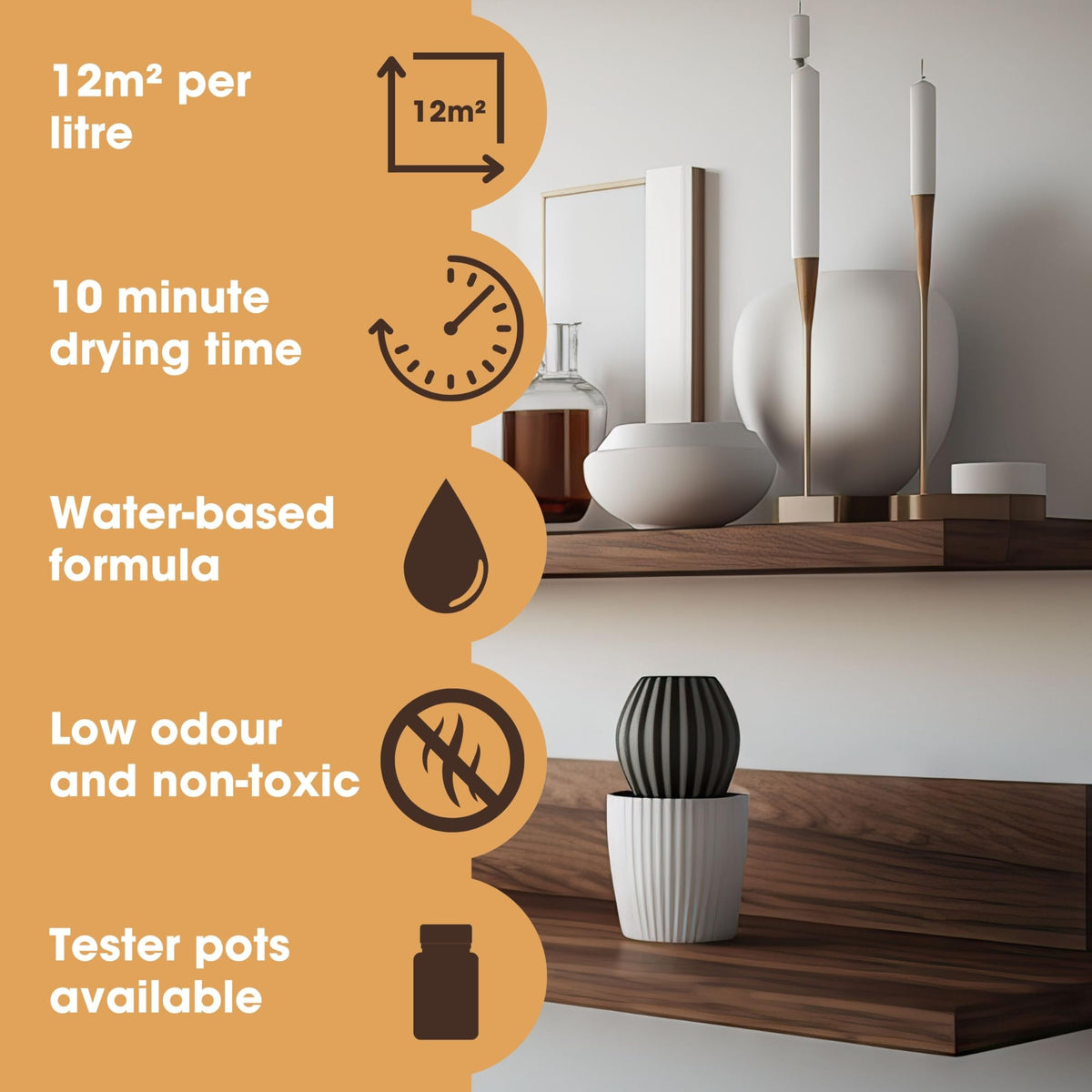 Furniture Clinic Wood Stain (Natural Oak) – Fast Drying, Highly Concentrated, and Easy-to-Apply Light Oak Wood Stain for All Indoor & Outdoor Wood – Water Based & Non-Toxic – 250ml
