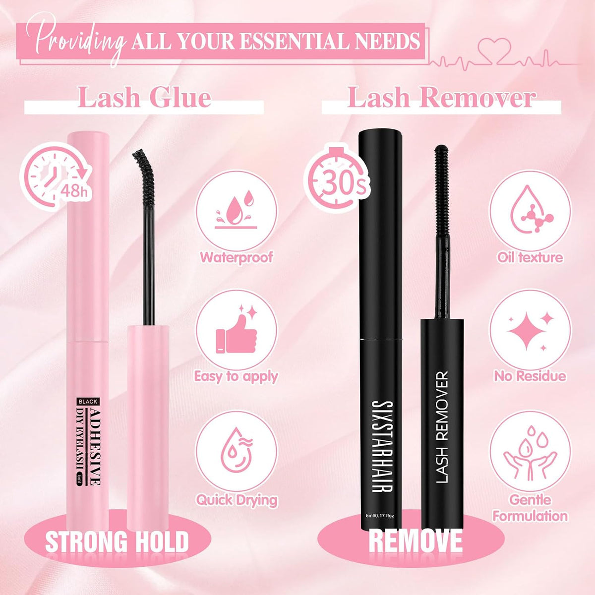 Sixstarhair Individual Eyelashes Kit Lash Clusters with Glue and Remover
