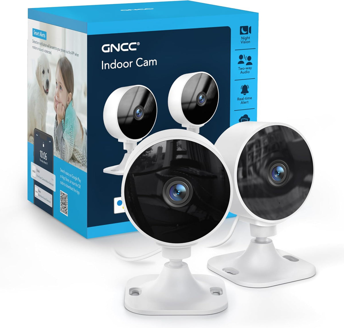 GNCC GC3 2-Pack Indoor Security Camera, 1080P CCTV Cameras for Home/Pet